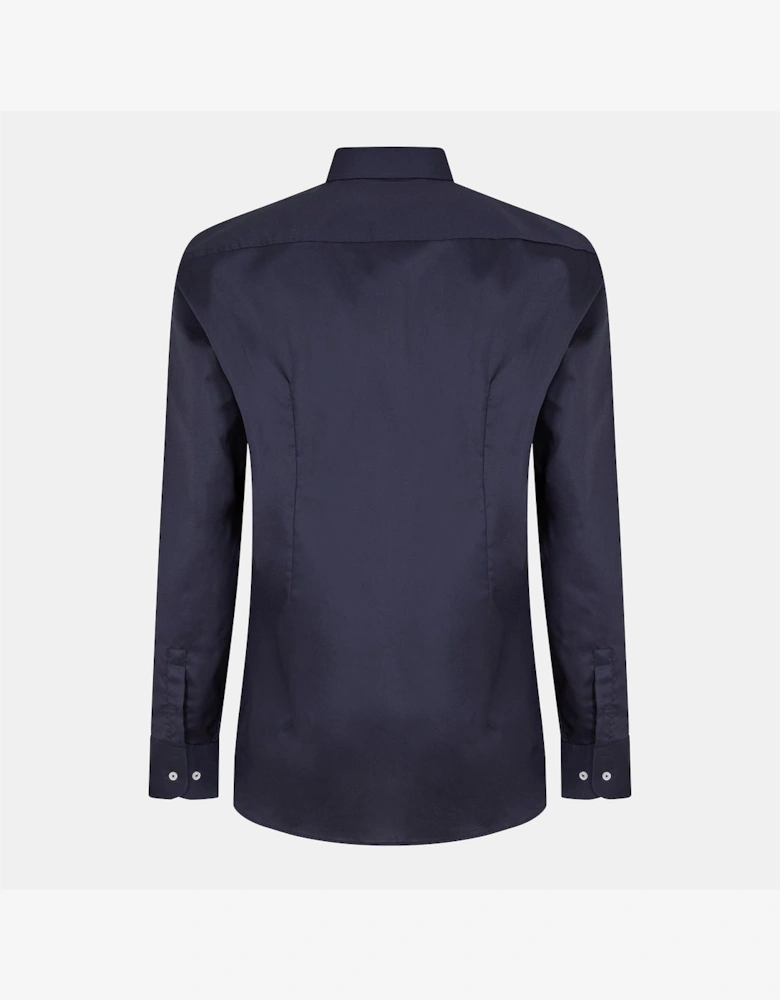 Button Placket Point Collar Long Sleeve Oxford Shirt