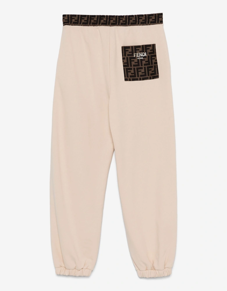Fendi Kid FF Logo Joggers in Beige
