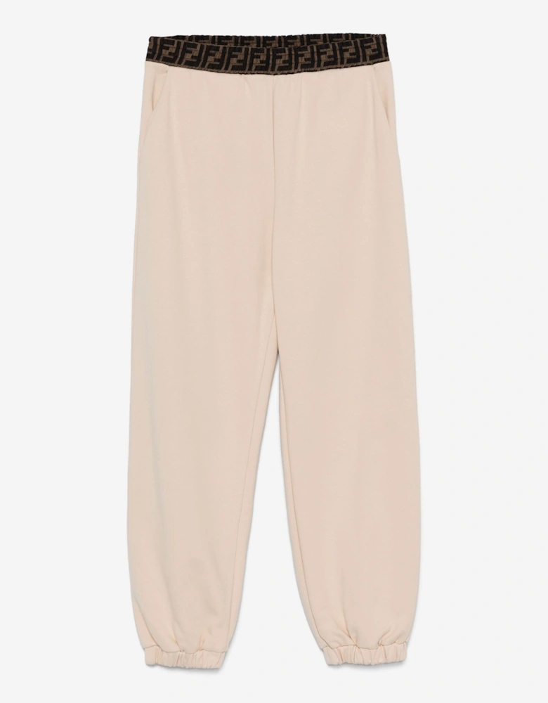 Fendi Kid FF Logo Joggers in Beige