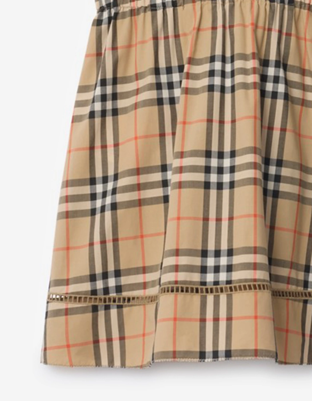 Burberry Girls Adele Check Cotton Dress in Beige