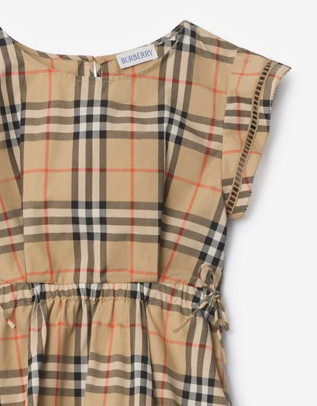 Burberry Girls Adele Check Cotton Dress in Beige