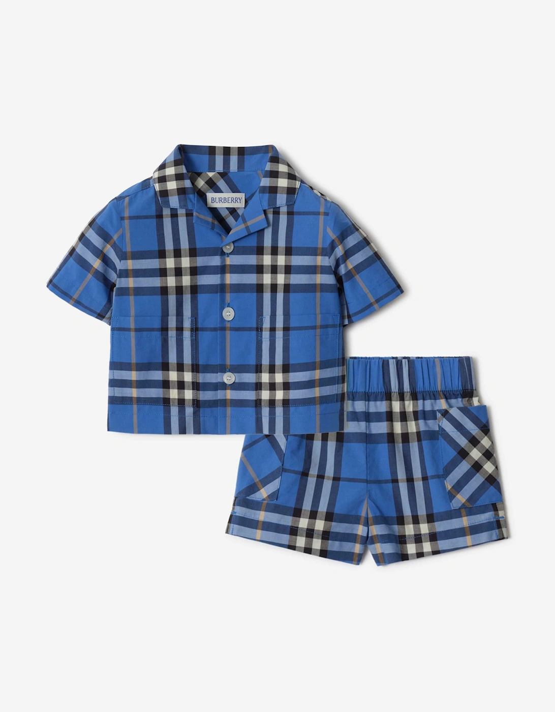 Burberry Boys Blue Baby 'S Baby Carey Check Short Set In  3-6 Months 3 Mths Kids