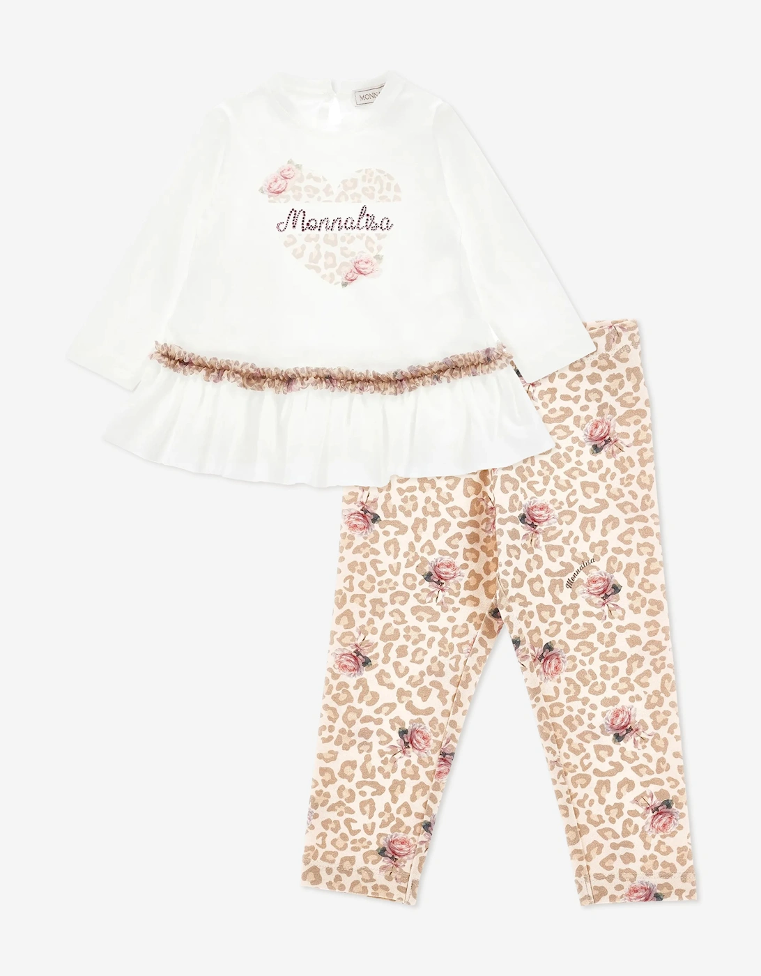 Monnalisa Baby Girls T-Shirt and Leggings Set in Beige