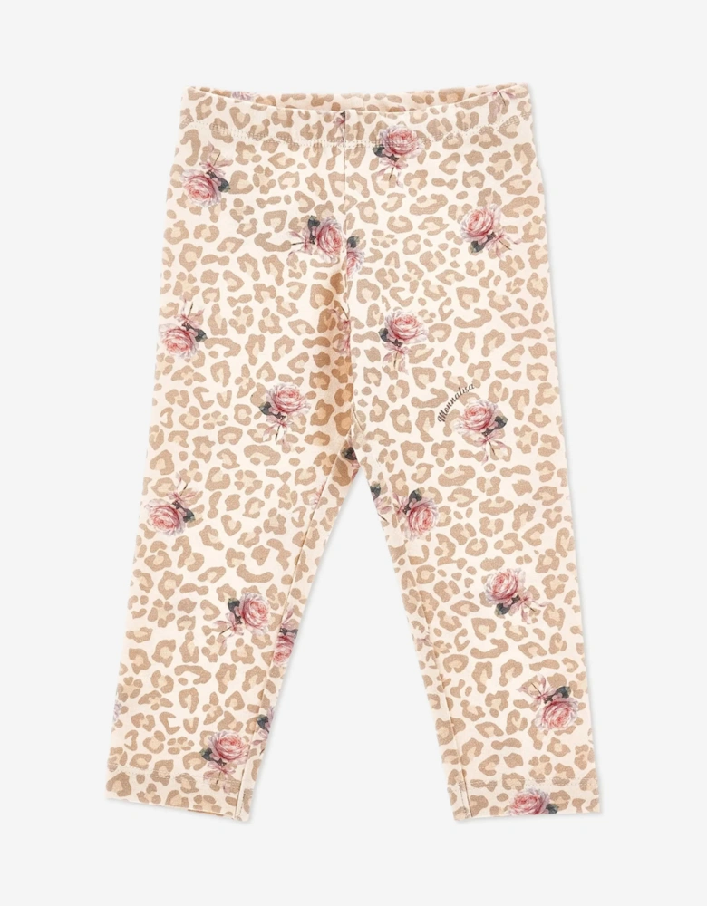 Monnalisa Baby Girls T-Shirt and Leggings Set in Beige