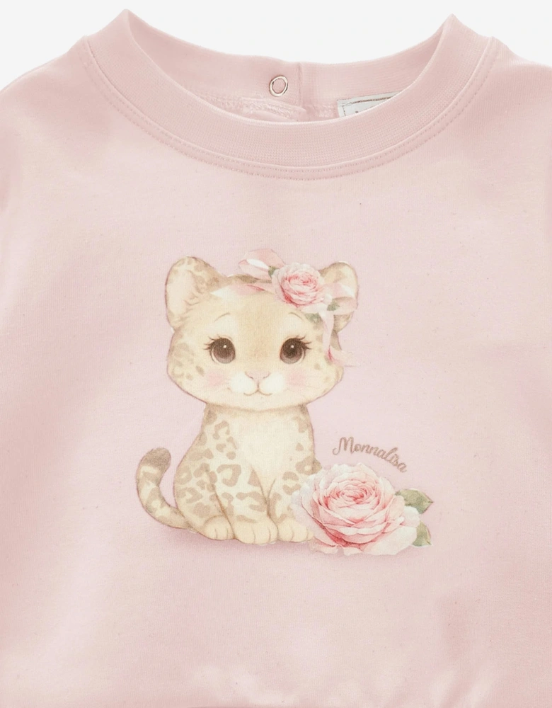 Monnalisa Baby Girls Leopard Cub Tracksuit in Pink