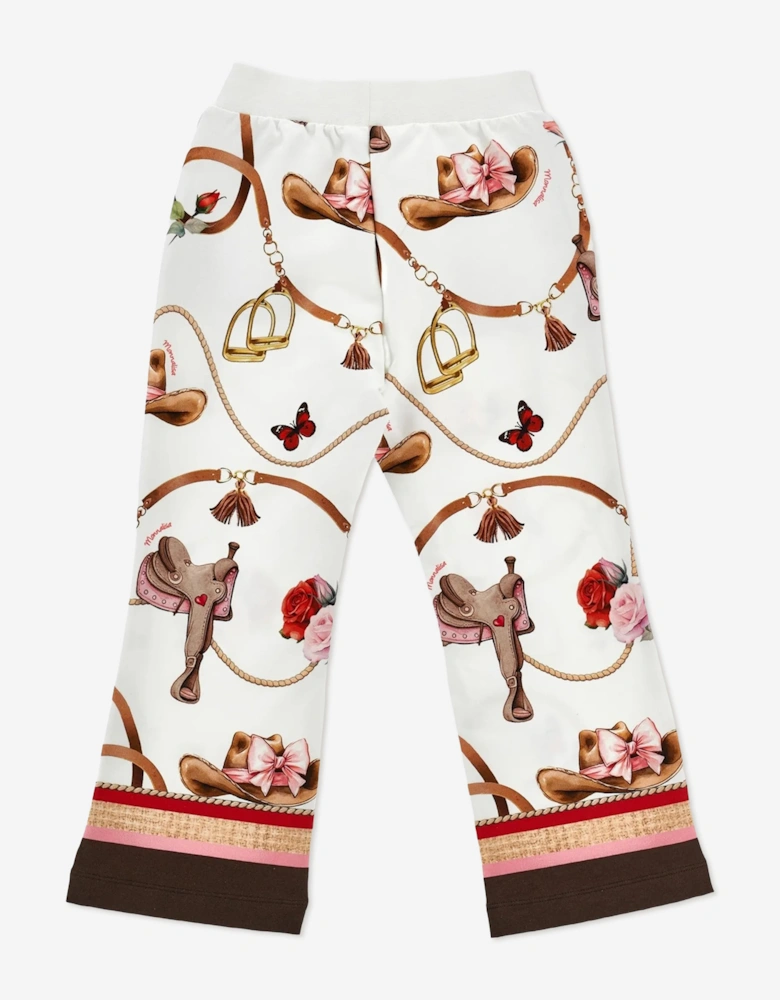 Monnalisa Girls Floral Equestrian Trousers in Ivory