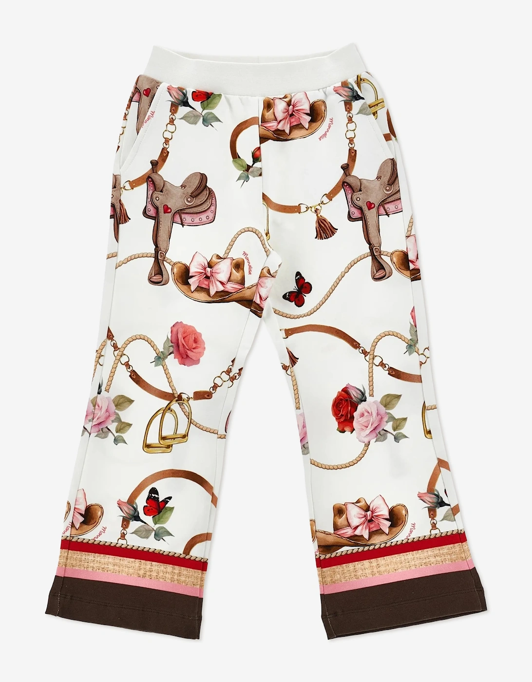 Monnalisa Girls Floral Equestrian Trousers in Ivory, 6 of 5