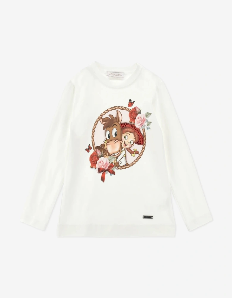 Monnalisa Girls Disney Bullseye and Jessie T-Shirt in Ivory