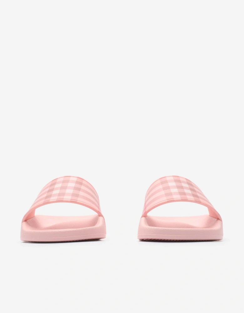 Burberry Girls Furley Check Sliders in Pink