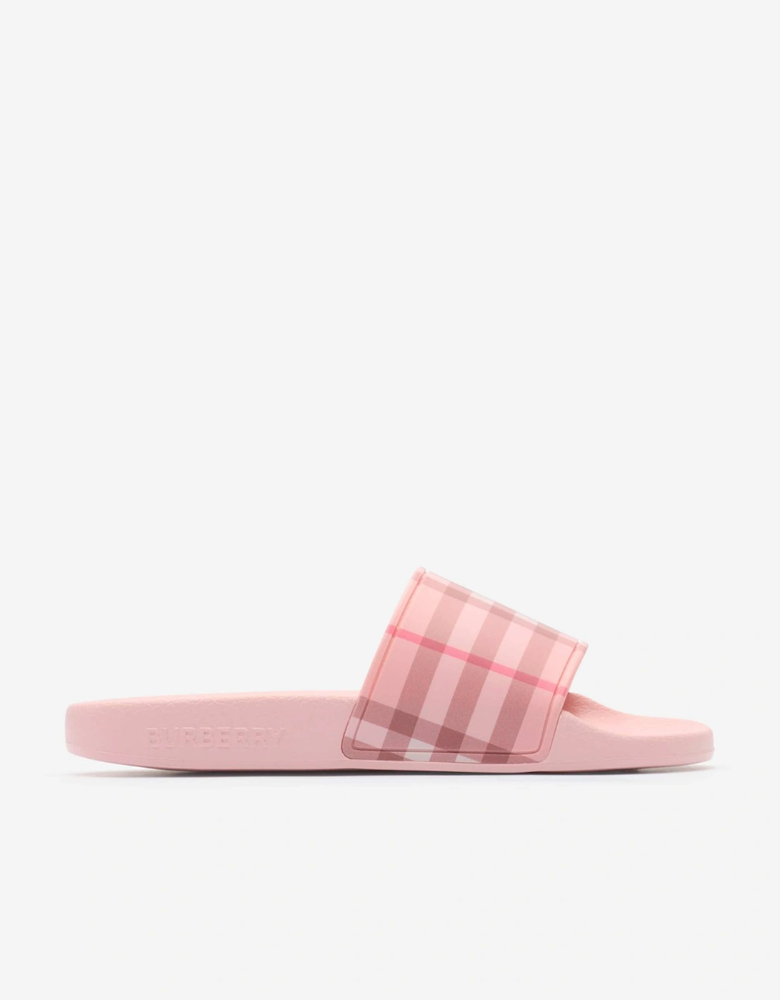 Burberry Girls Furley Check Sliders in Pink
