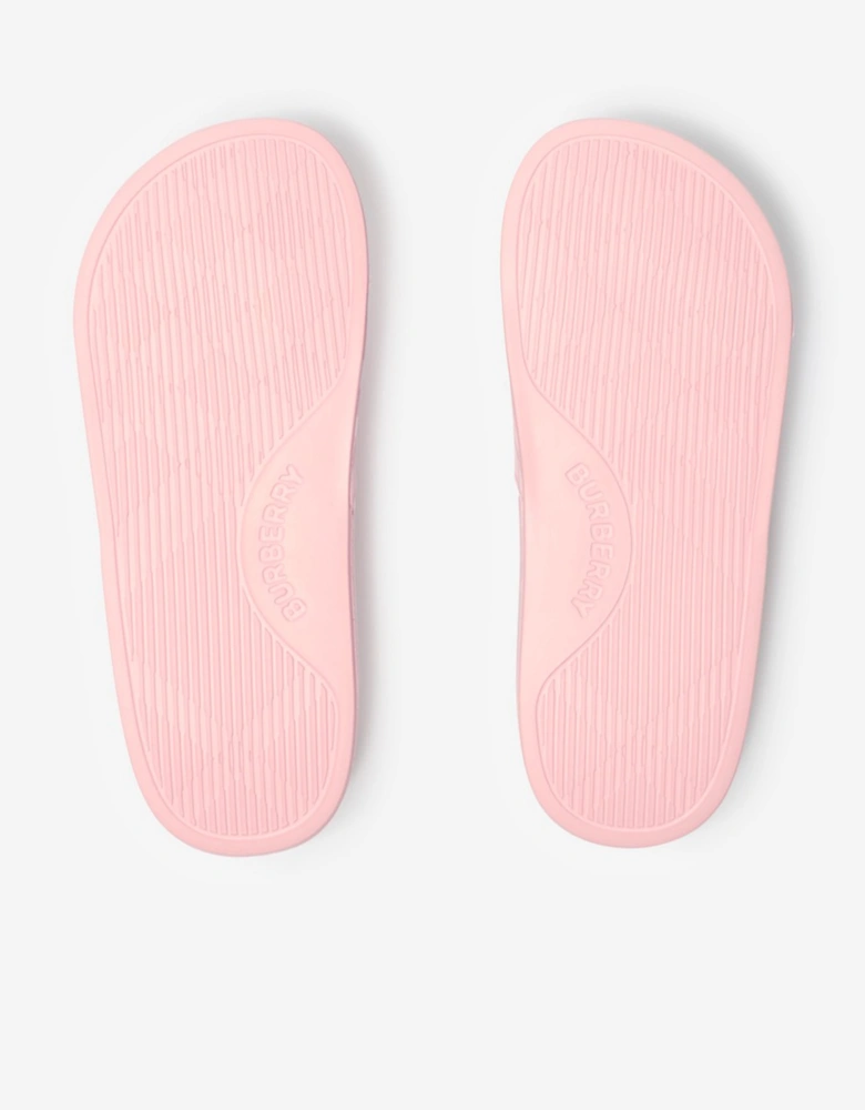 Burberry Girls Furley Check Sliders in Pink