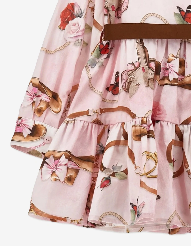 Monnalisa Girls Equestrian Levantina Dress in Pink