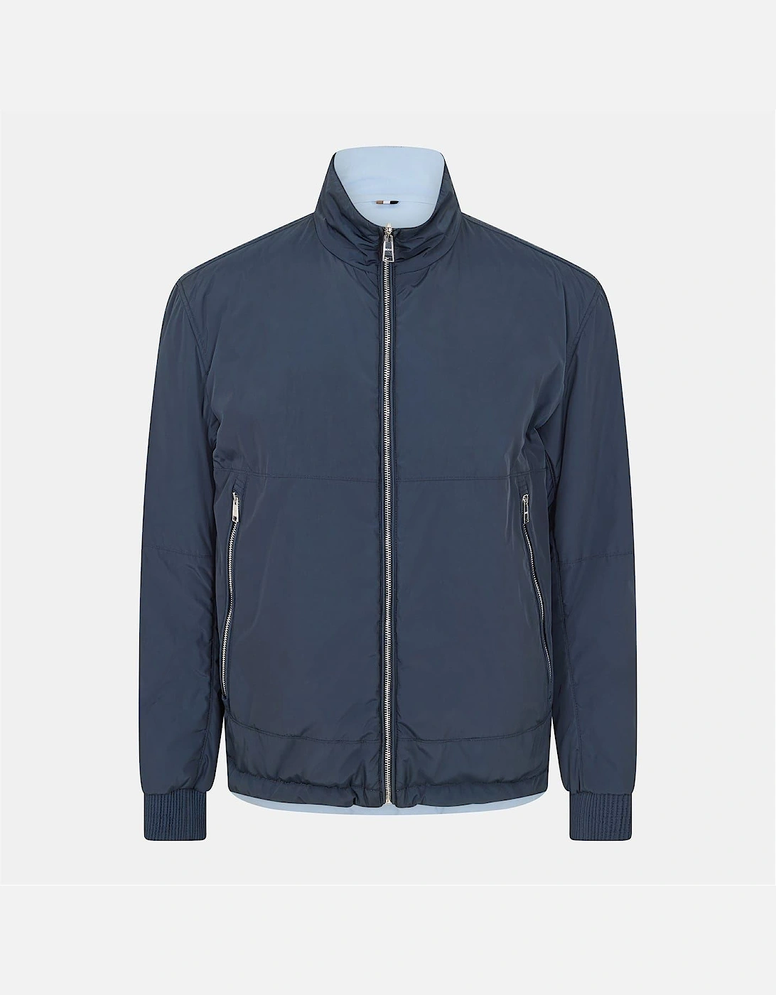 Solid Patterned Zip Neck Ribbed Cuff Jacket, 2 of 1