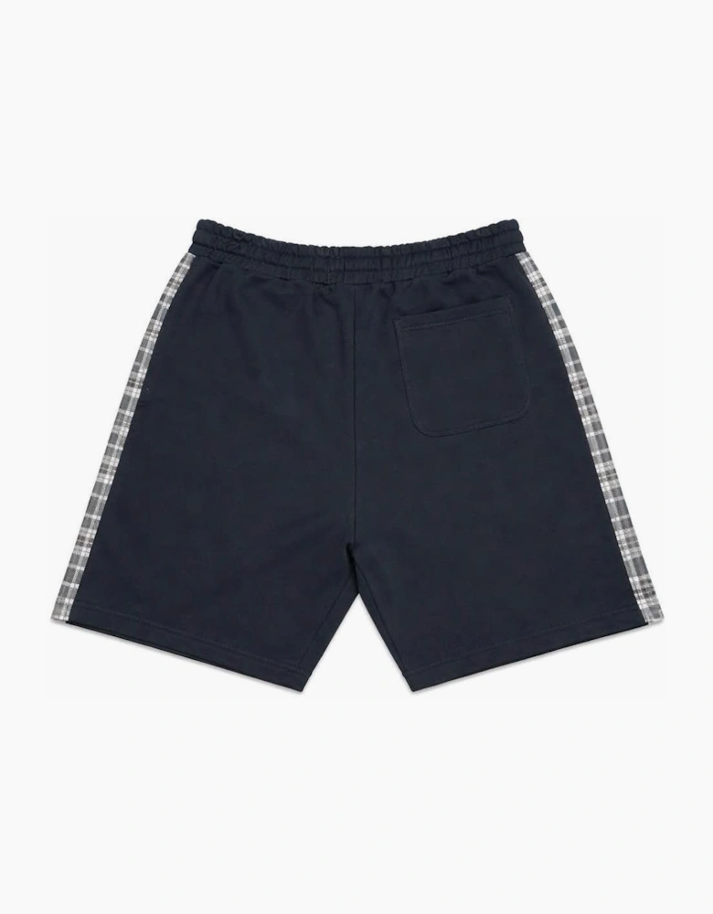 Lyle & Scott Check Panelled Sweat Shorts Dark Navy