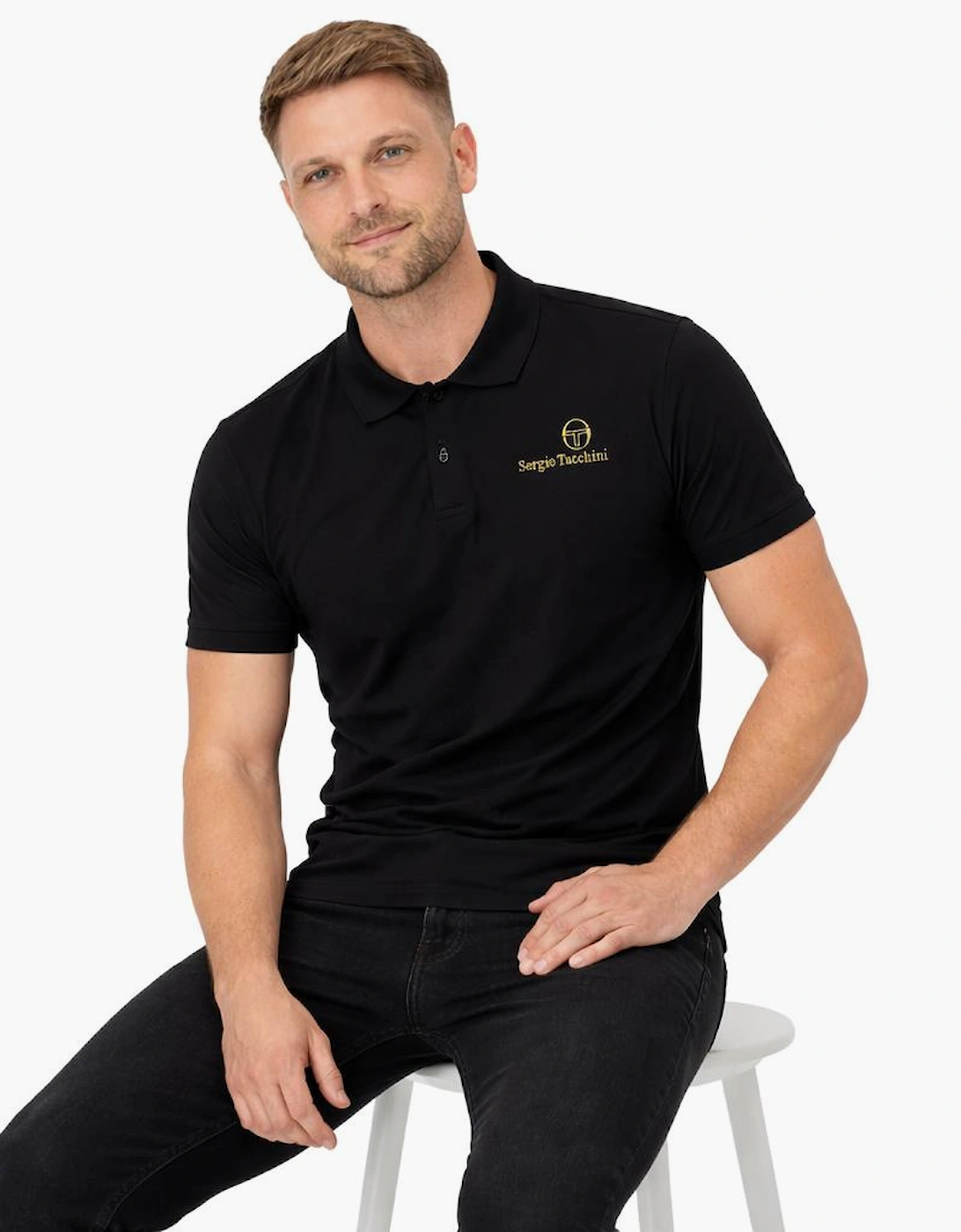Sergio Tacchini Supermac Primo Polo Shirt Black/Gold