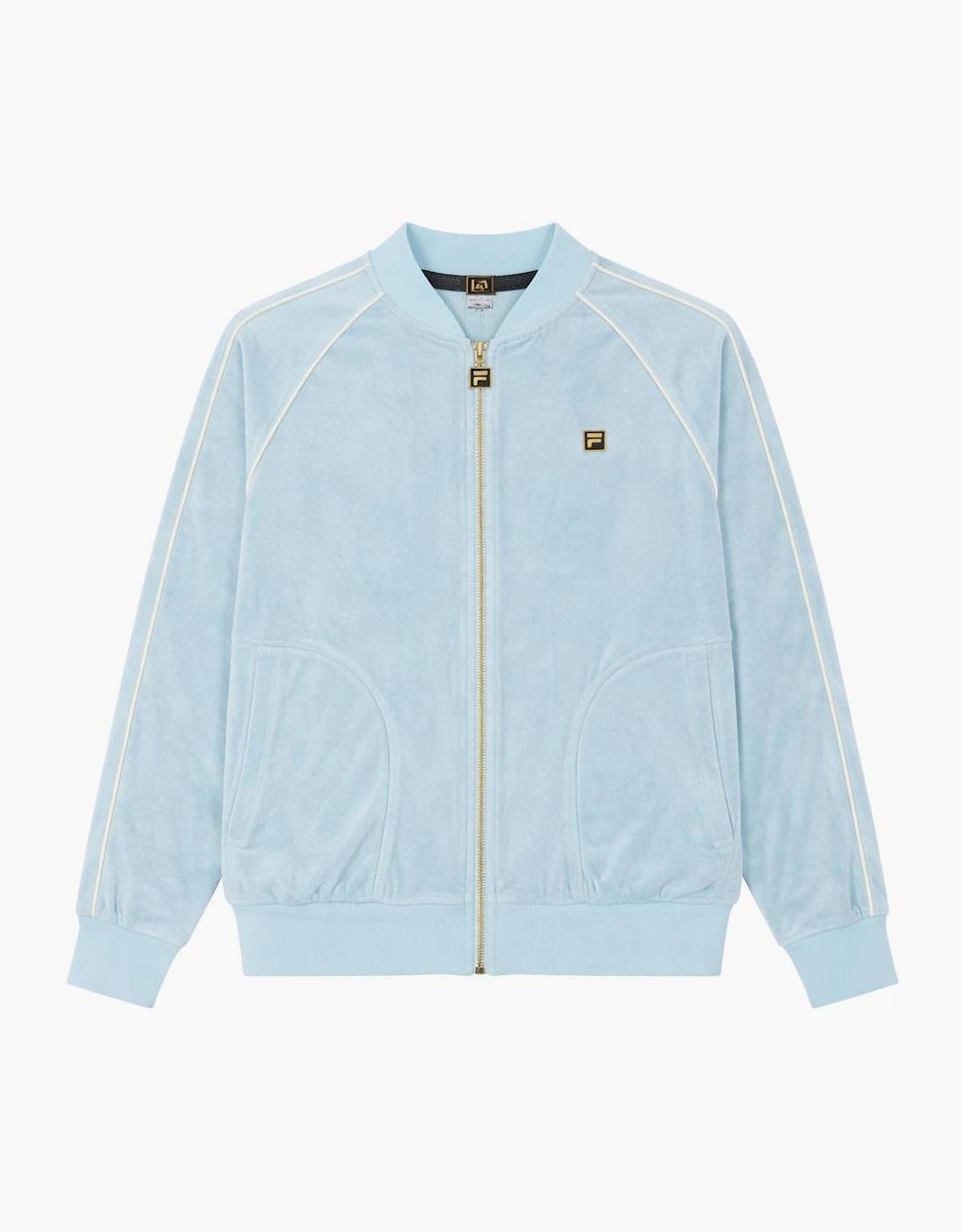 Fila Men's Blue Gold Fella Velour Track Top Jacket Sterling /Coconut Milk - Size: 44/Regular