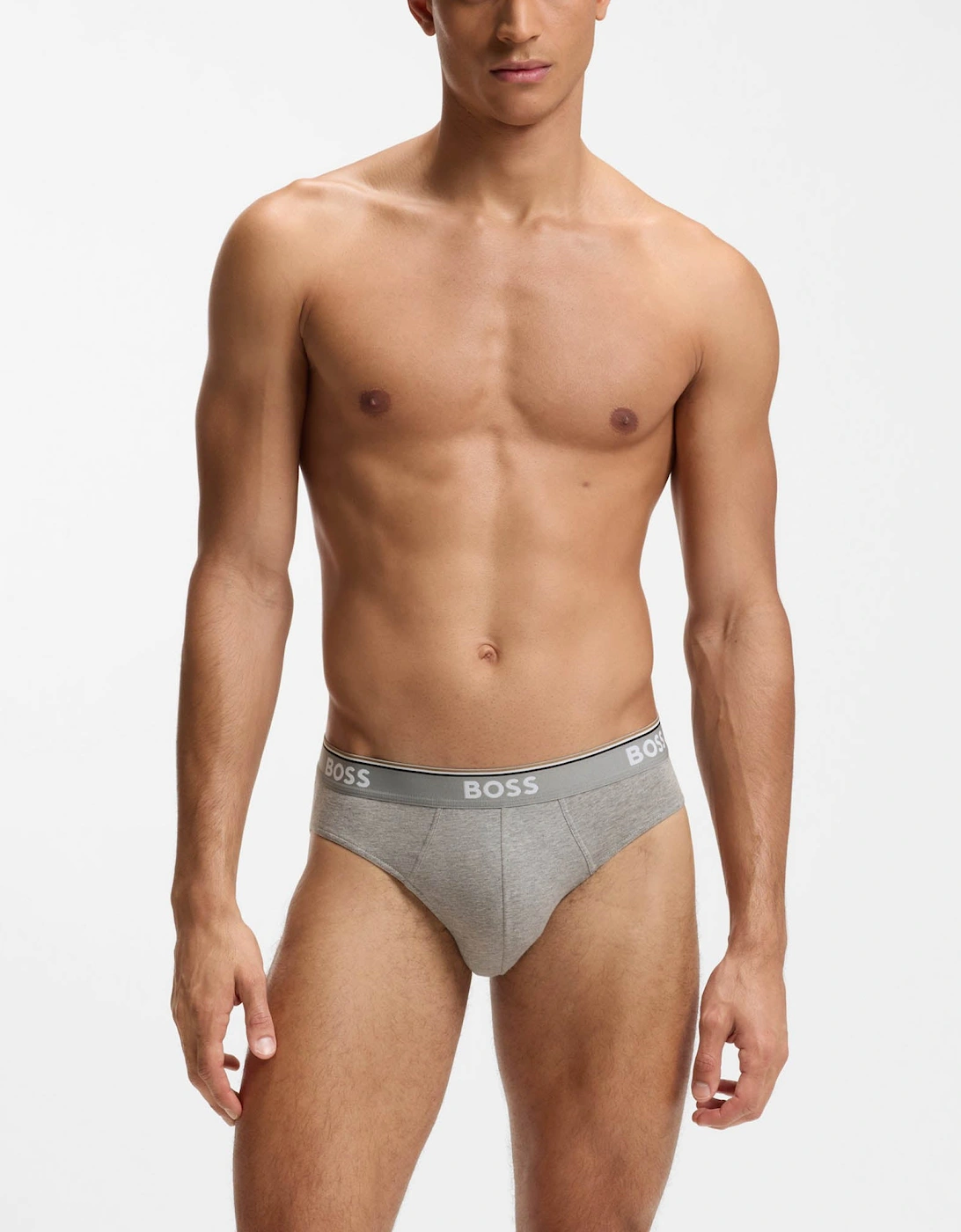BOSS Orange 3 Pack Mens Power Briefs - Open Grey 061
