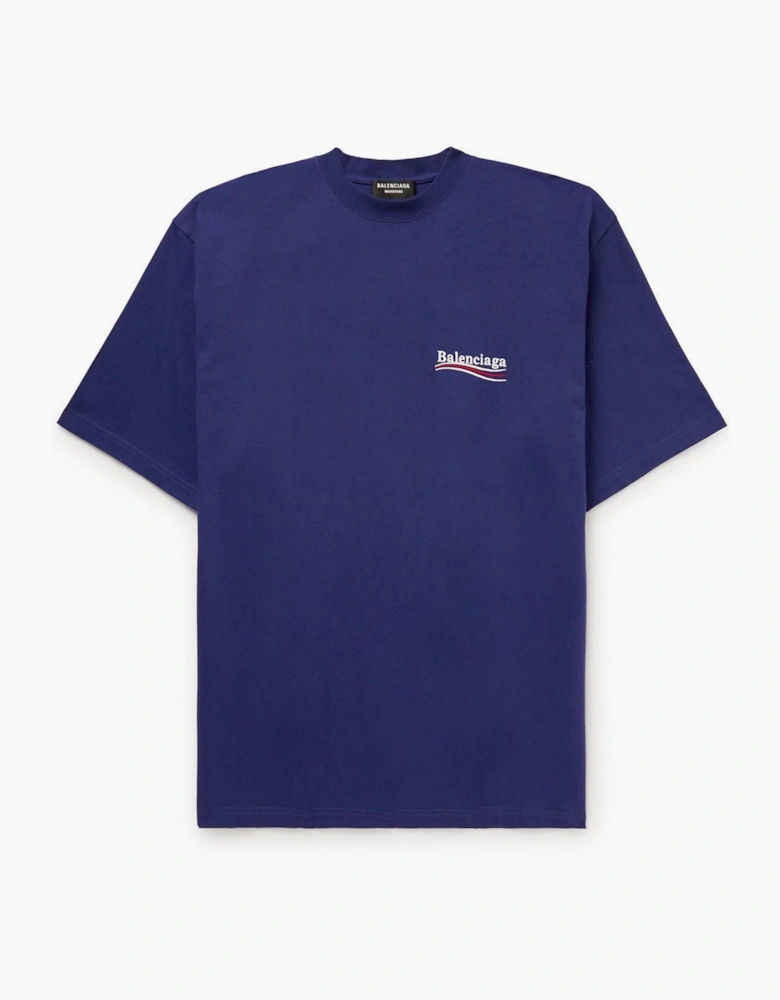 Balenciaga Political Campaign Embroidered Logo T-Shirt in Blue