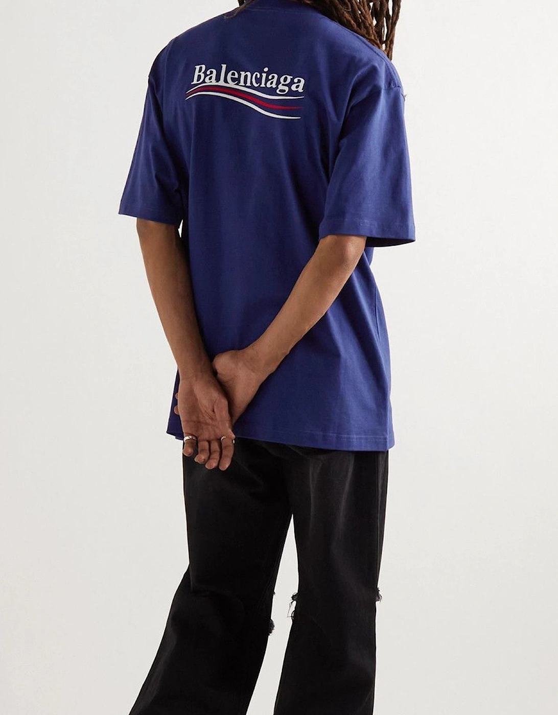 Balenciaga Political Campaign Embroidered Logo T-Shirt in Blue