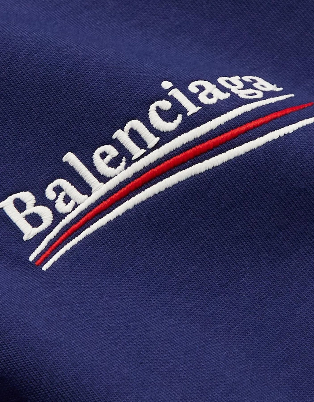 Balenciaga Political Campaign Embroidered Logo T-Shirt in Blue
