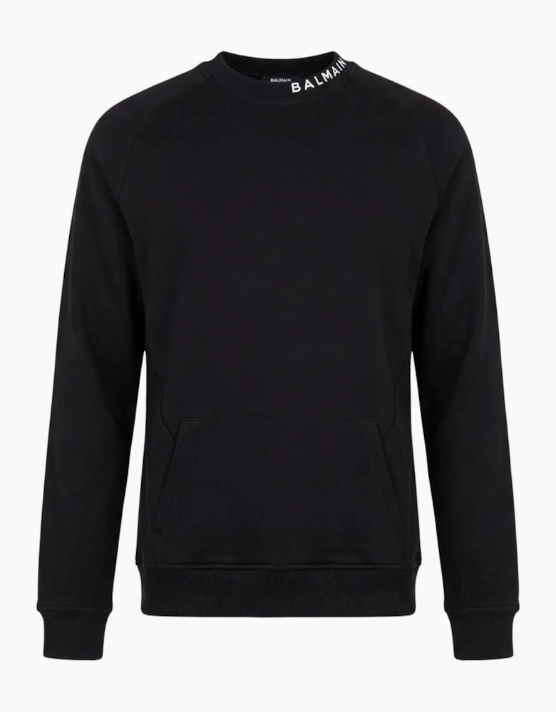 Balmain Collar Logo Print Sweatshirt in Black