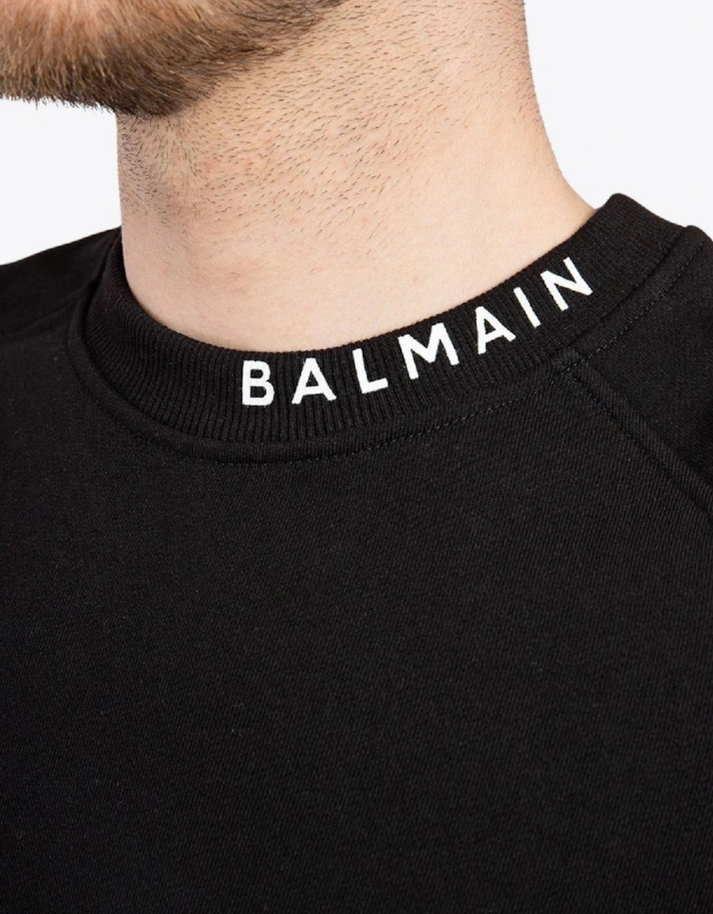 Balmain Collar Logo Print Sweatshirt in Black