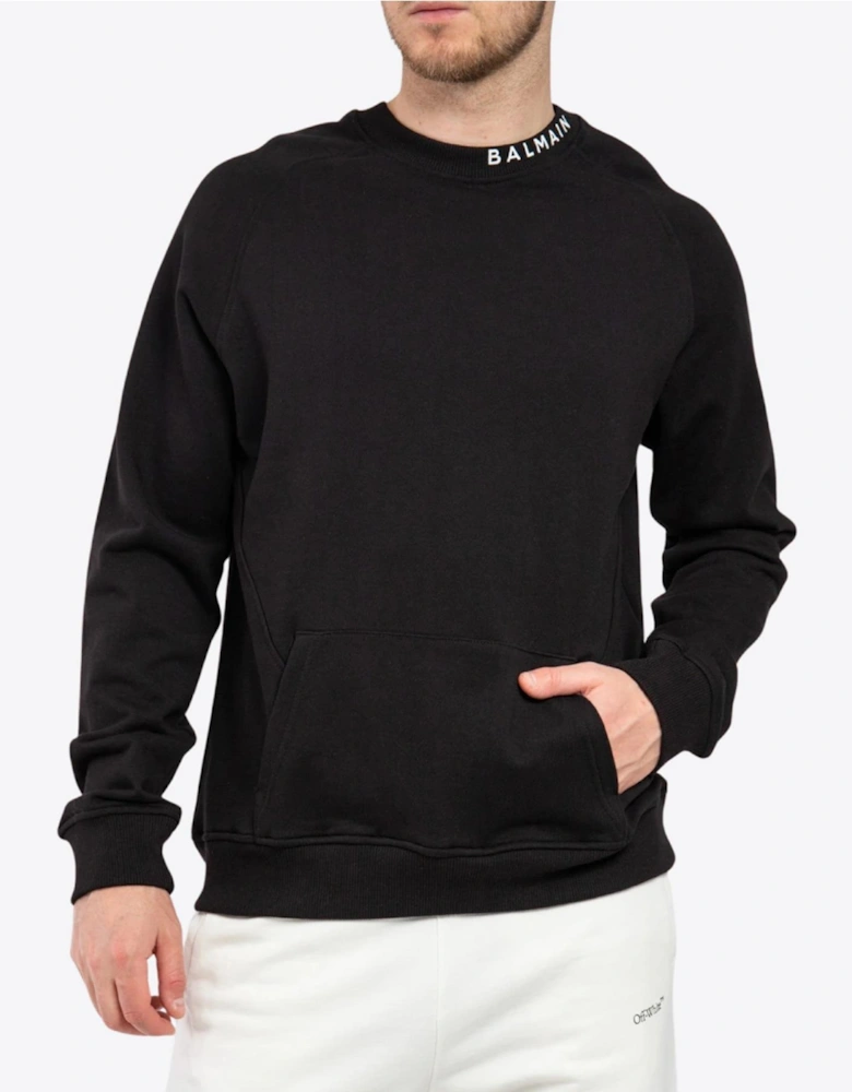 Balmain Collar Logo Print Sweatshirt in Black