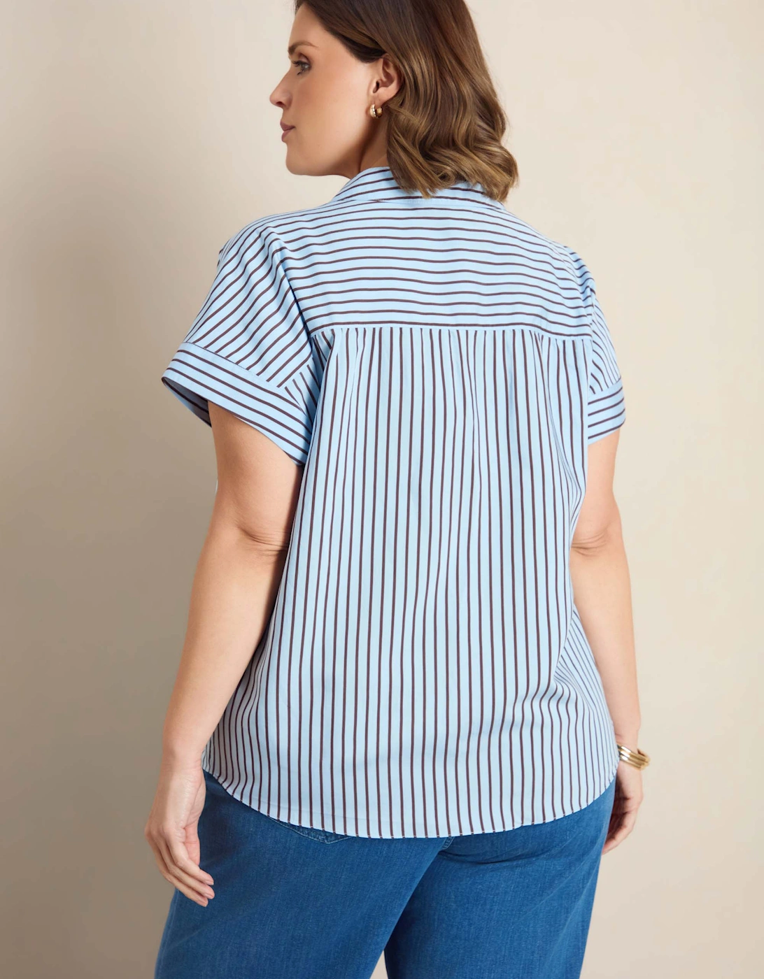 Blue And Chocolate Stripe Short Sleeve Shirt