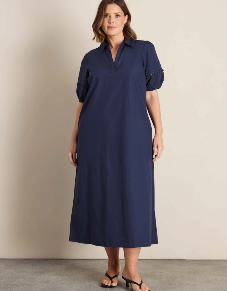 Petite Black Linen Blend Midaxi Shirt Dress