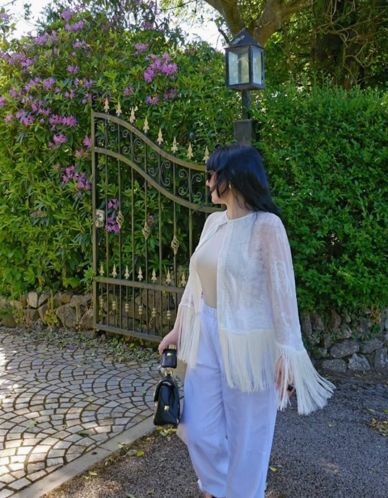 White Silk Devore Cape