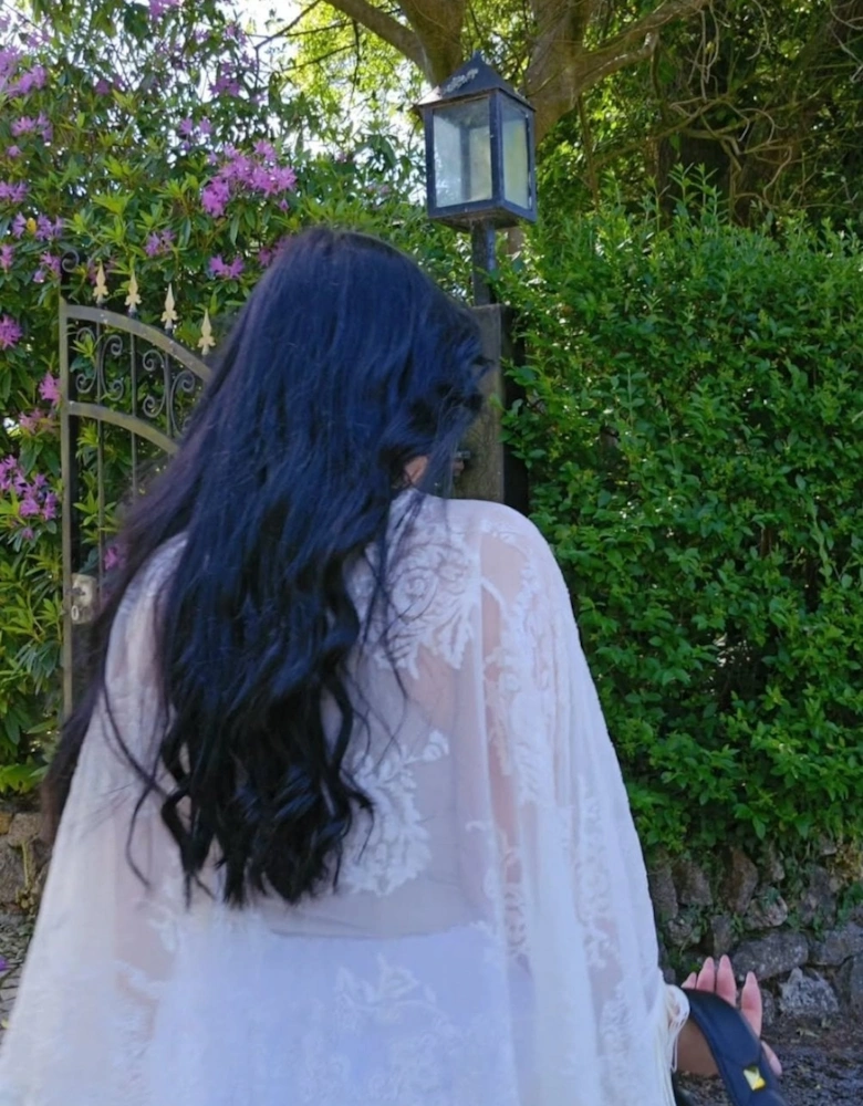 White Silk Devore Cape