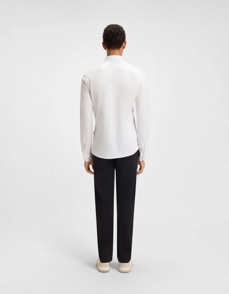 BOSS Orange Mysoft Mens Slim-Fit Shirt in Melange Cotton Jersey - White 100