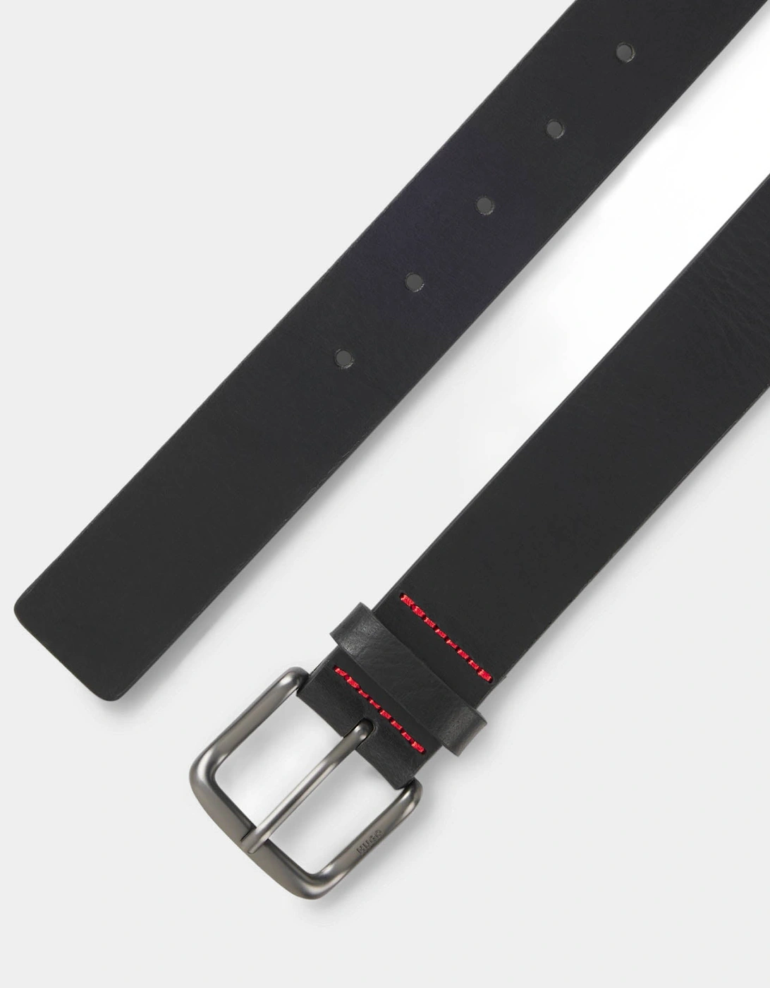 HUGO Geffrey Mens Italian-Made Belt in Buffalo Leather with Logo Buckle - Black 001