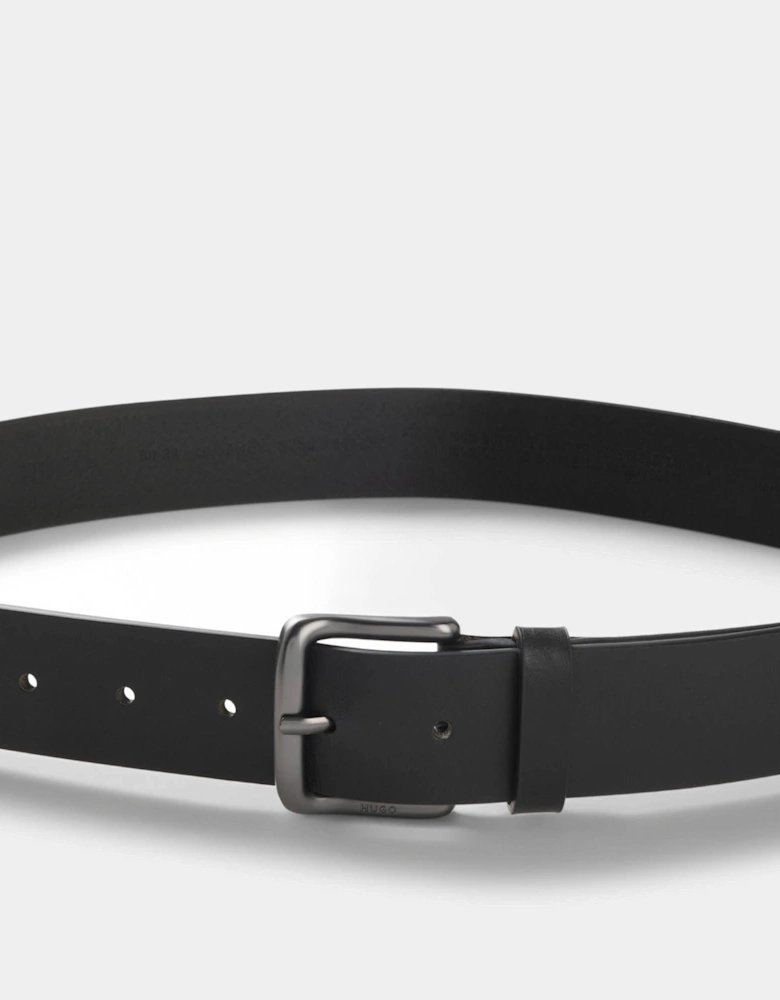HUGO Geffrey Mens Italian-Made Belt in Buffalo Leather with Logo Buckle - Black 001