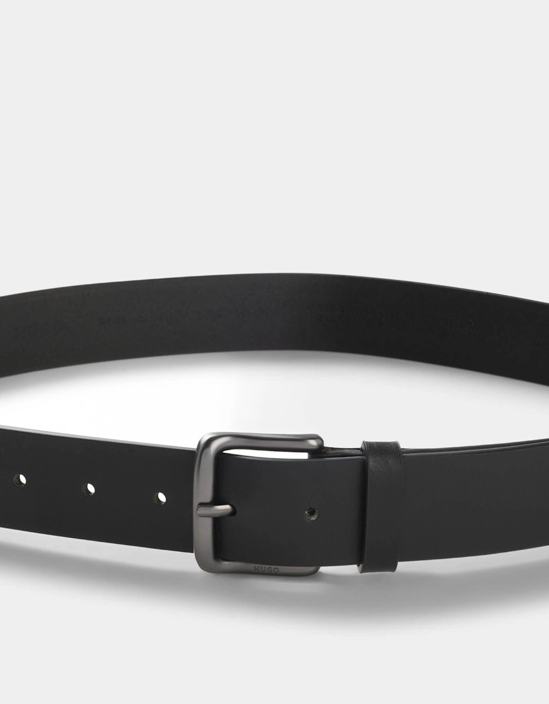 HUGO Geffrey Mens Italian-Made Belt in Buffalo Leather with Logo Buckle - Black 001