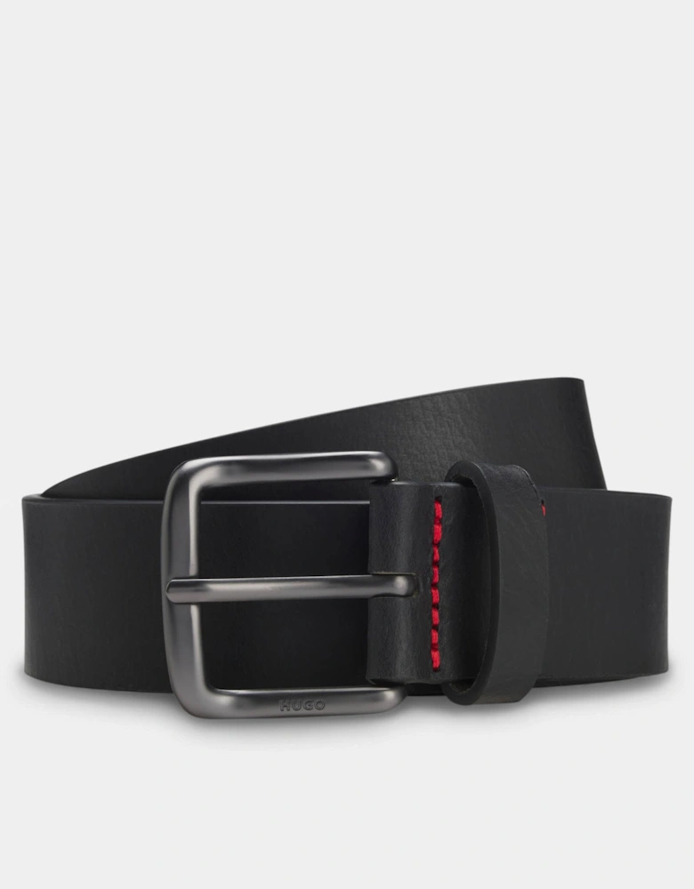 HUGO Geffrey Mens Italian-Made Belt in Buffalo Leather with Logo Buckle - Black 001