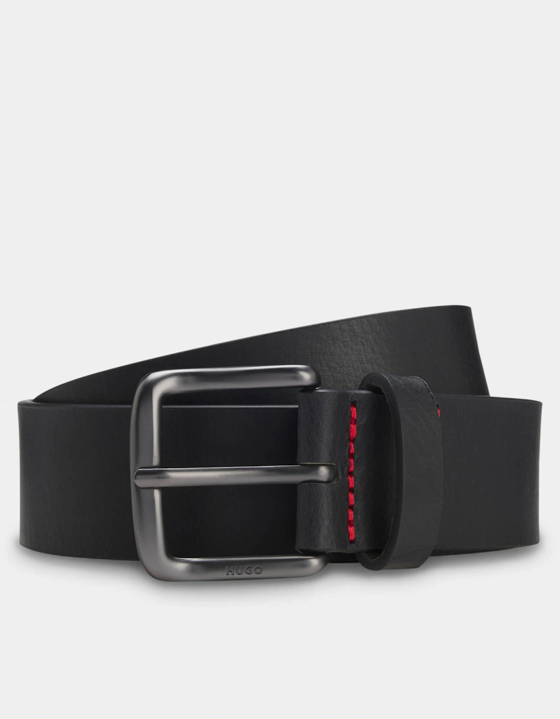 HUGO Geffrey Mens Italian-Made Belt in Buffalo Leather with Logo Buckle - Black 001, 4 of 3