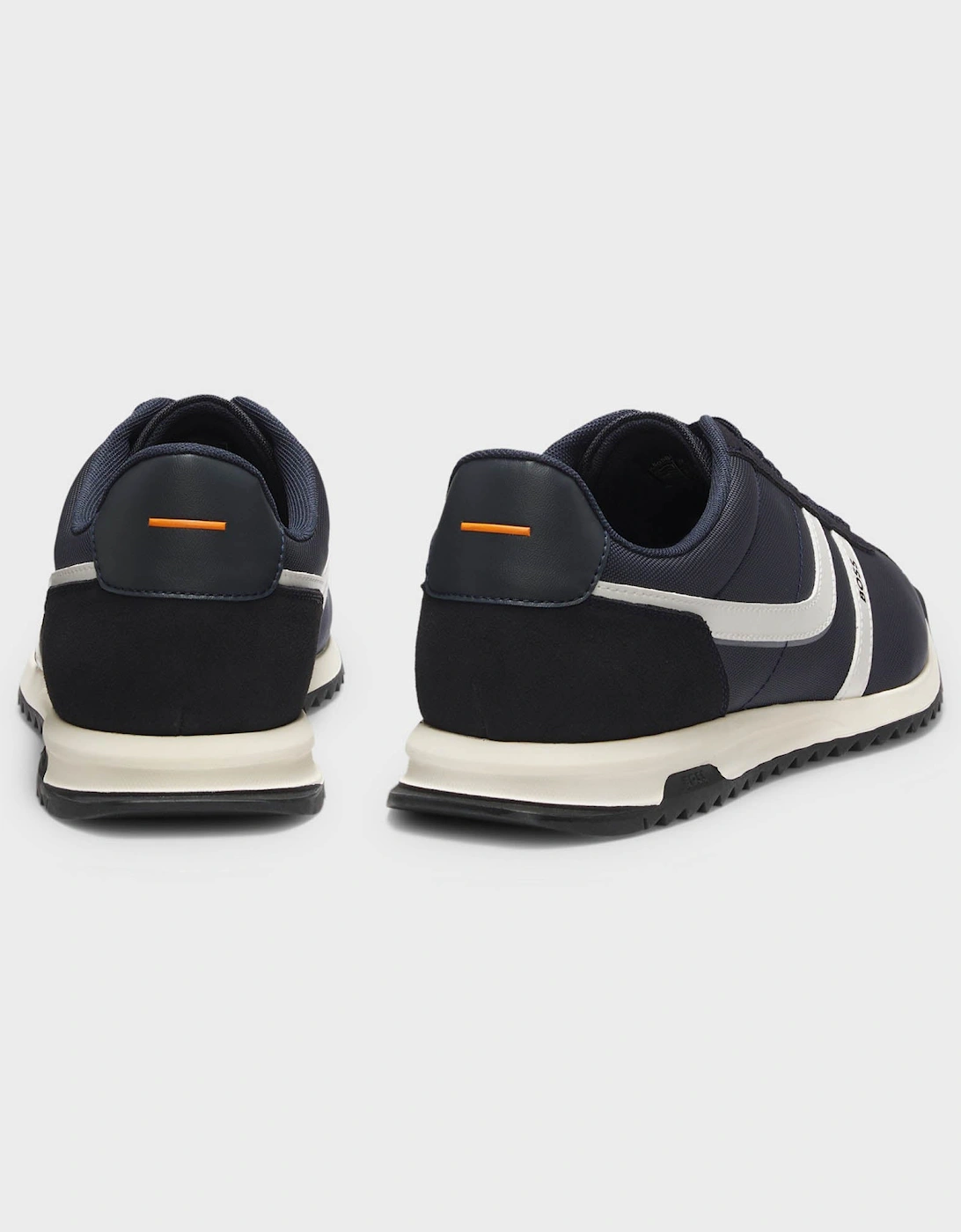 BOSS Orange Zayn Mens Low-Top Trainers with Faux-Leather Trims - Dark Blue 401