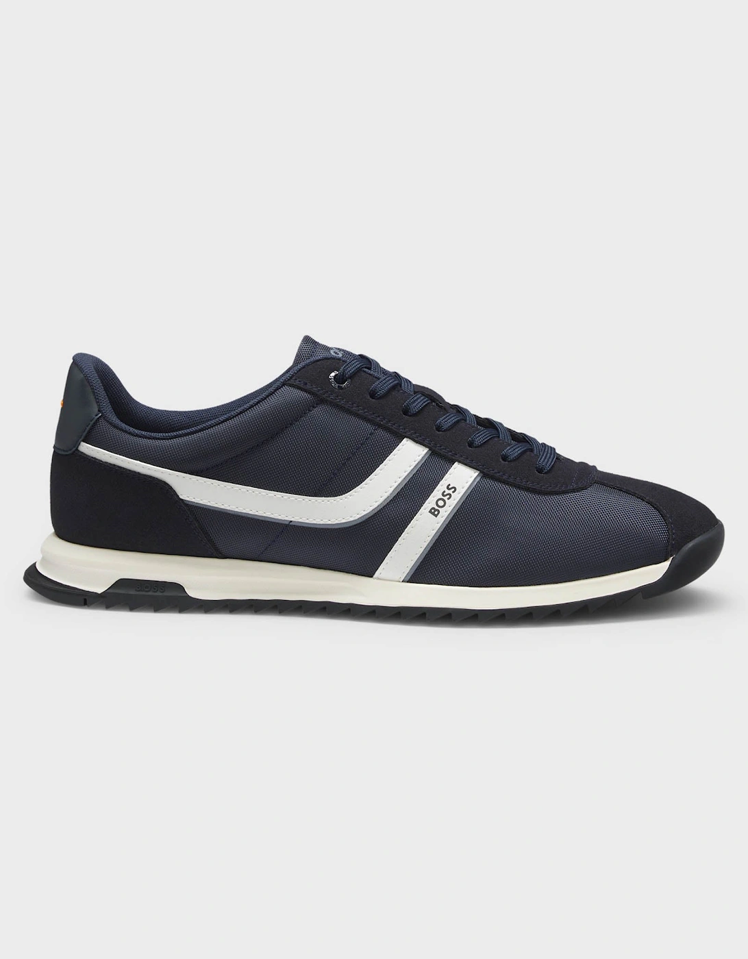 BOSS Orange Zayn Mens Low-Top Trainers with Faux-Leather Trims - Dark Blue 401