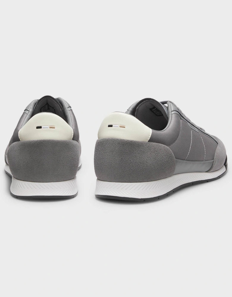 BOSS Orange Nitan Mens Suede-Trim Trainers with Ribbed Sole - Medium Grey 033