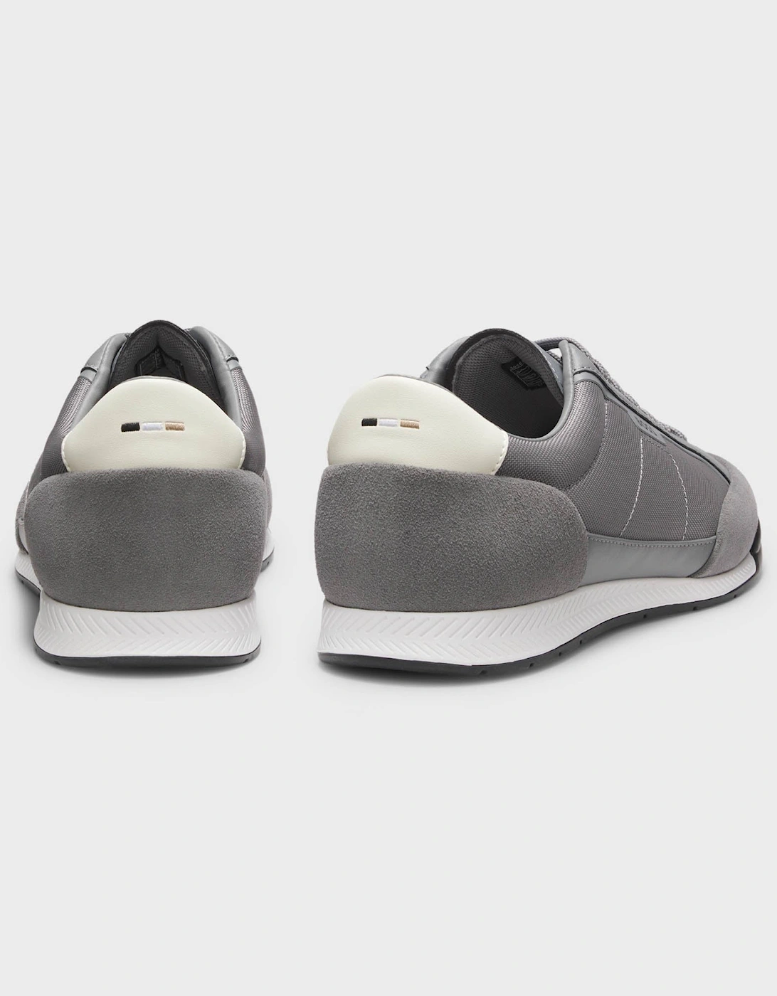 BOSS Orange Nitan Mens Suede-Trim Trainers with Ribbed Sole - Medium Grey 033