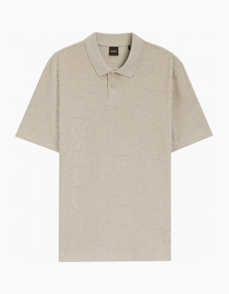 Hugo Boss Men's Beige Floral Jacquard Polo Shirt