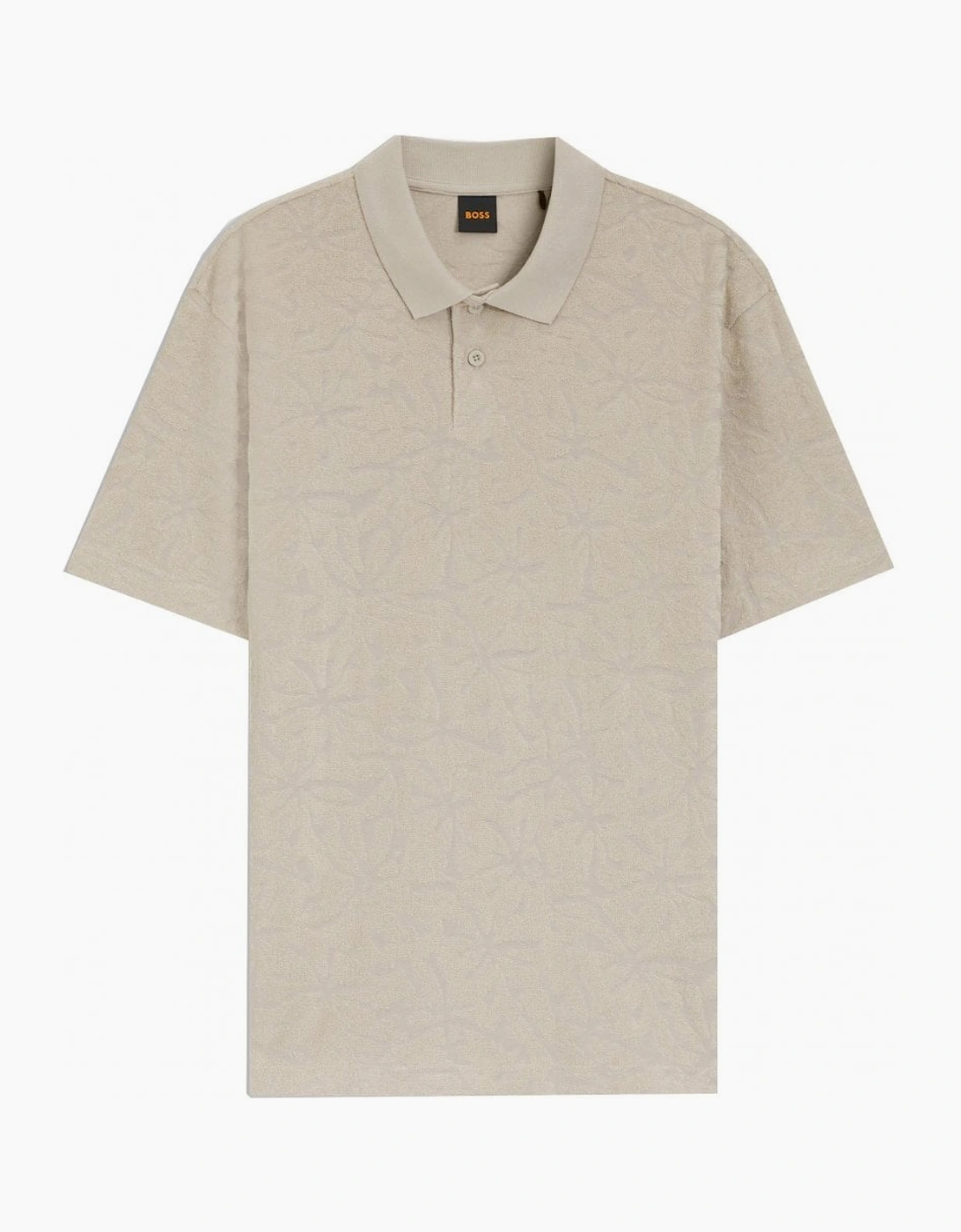 Men's Hugo Boss Men's Beige Floral Jacquard Polo Shirt - Tan - Size, 40