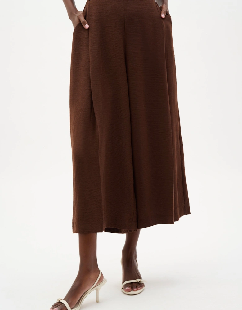 Gauze Pull-On Culotte Pants With Pleats