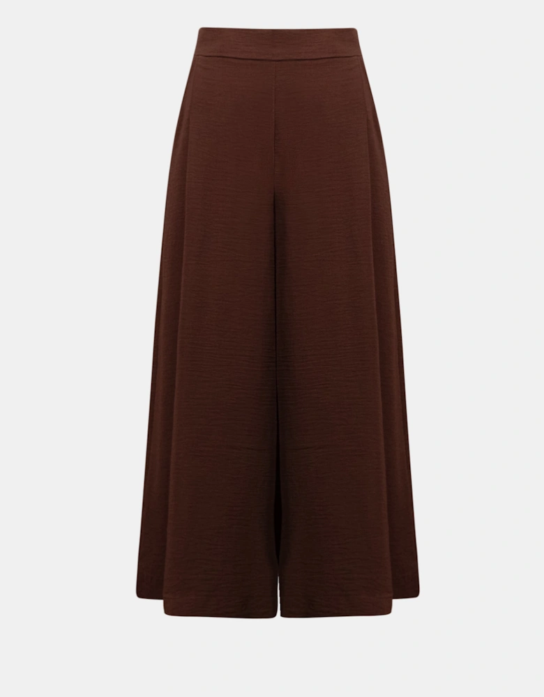 Gauze Pull-On Culotte Pants With Pleats