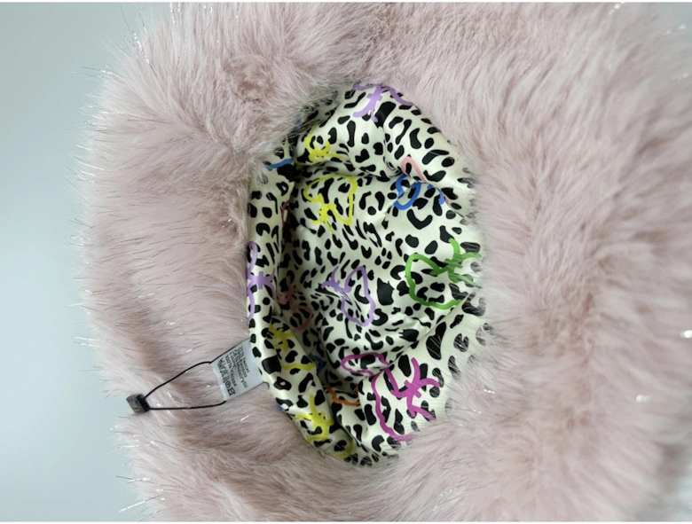 Pink Sparkle Metallic Bamboo Faux Fur Bucket Hat