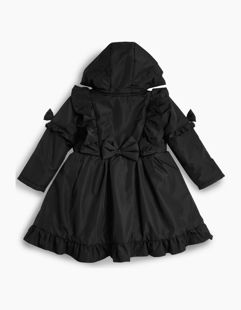Girls Black Padded Frill Coat