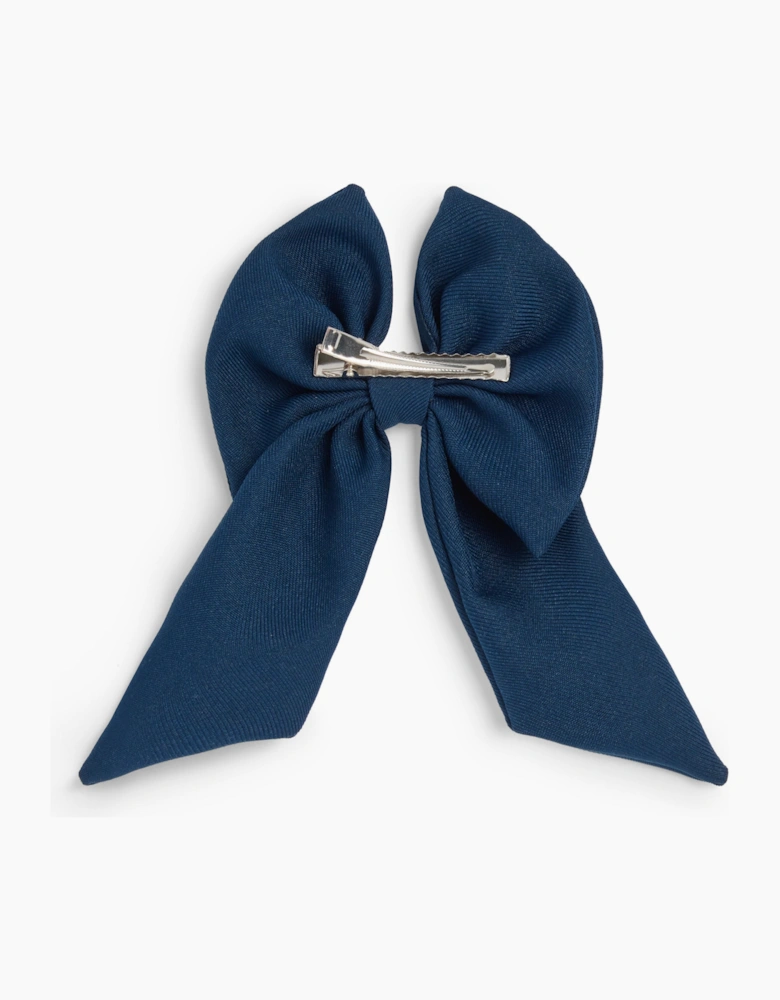 Girls Navy School Hair Bow Clip