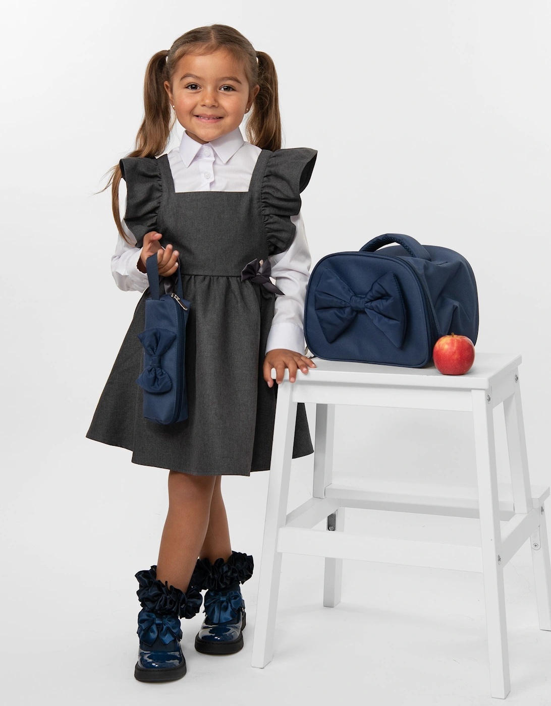 Girls Navy Bow School Pencil Case
