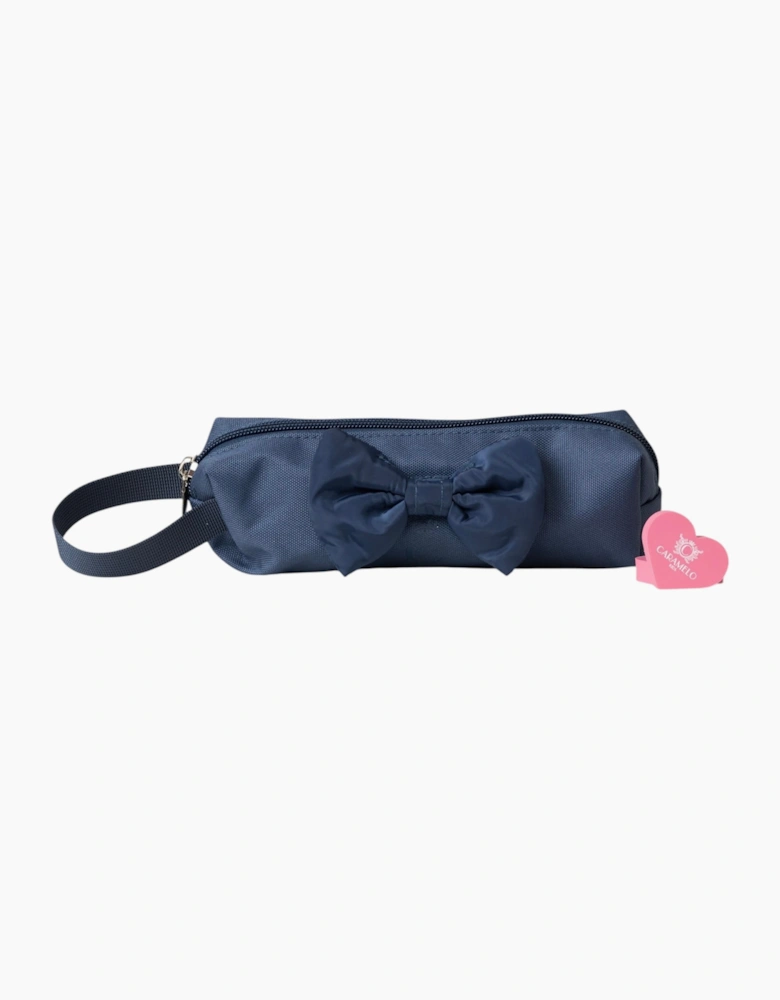 Girls Navy Bow School Pencil Case